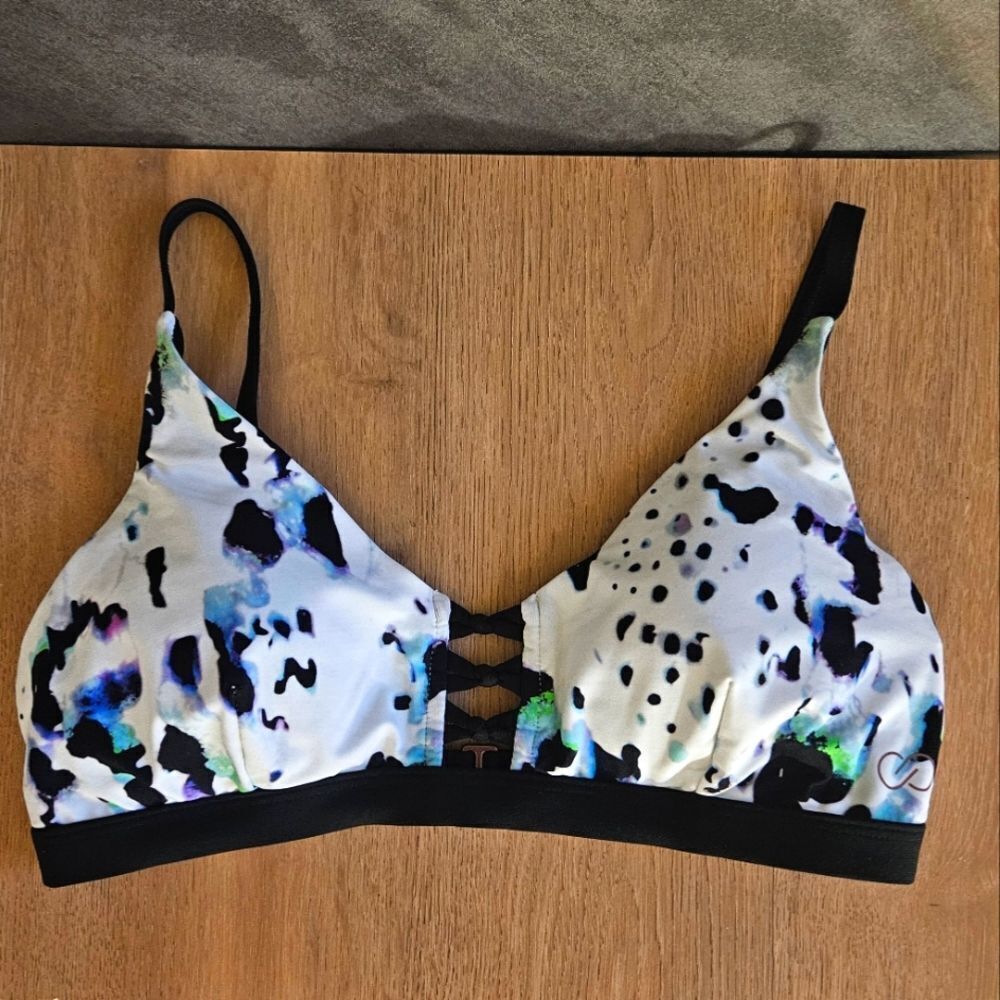 Calia Underwood DICKS White & Color Splash SMALL Ladder Swim Top Womens Like New